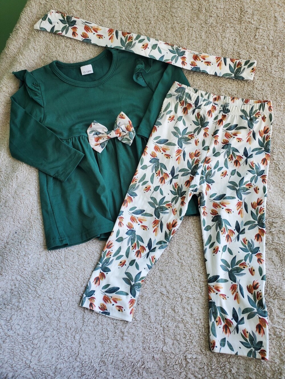 Green Floral Set with Headband